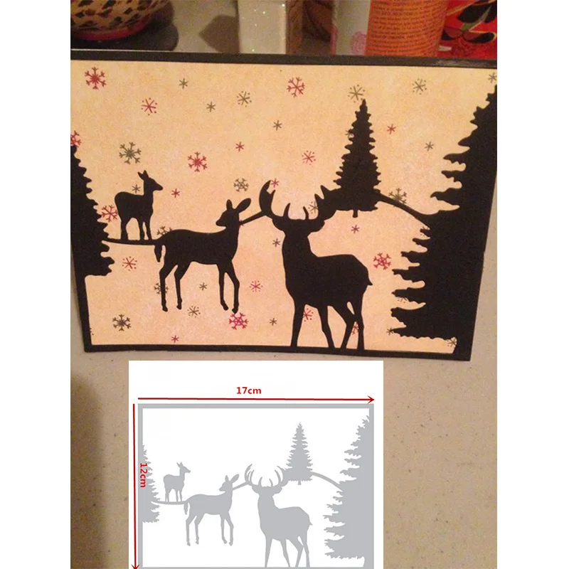 

123*171mm Big Christmas Tree Elk Metal Cutting Dies Stencils For DIY Scrapbooking Decorative Paper Card Embossing Die Cutting