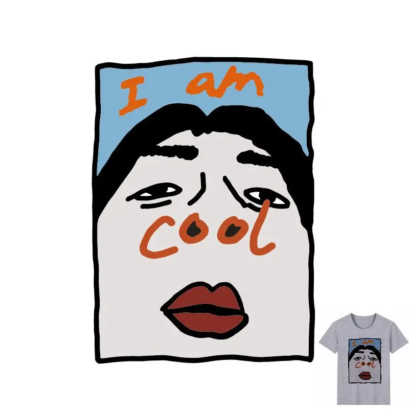 

20x27cm Spoof Boy Iron On Patches Stickers Washable Appliques A-level Patch Heat Transfer For T-shirt DIY Accessory Clothes Bag