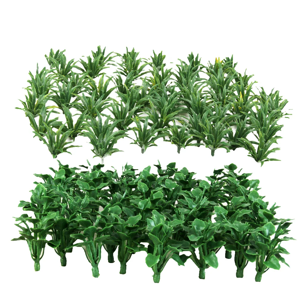 100Pcs Mini Plastic Heart Sword Shape Leaves Grass Model HO Layout Diorama Architecture