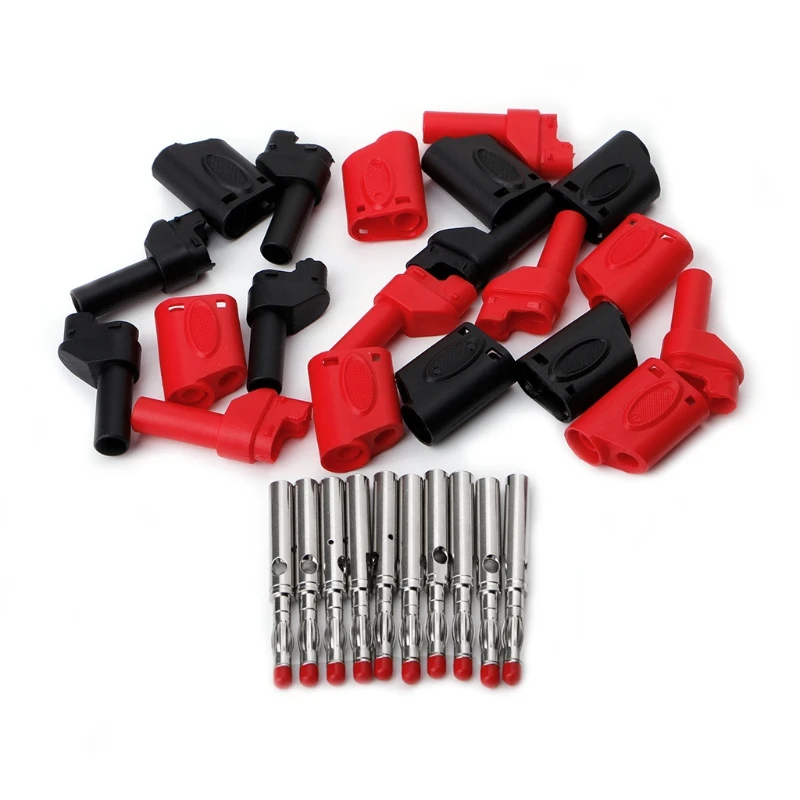 

10Sets/Lot 4mm Male Retractable Sheath Stackable Banana Plug Wire Solder Connector