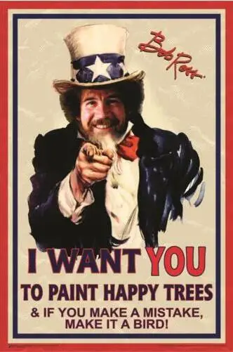 Боб Росс-я хочу, чтобы вы, Дядюшка Сэм Шелковый постер декоративная стена краска 24x36 дюймов
