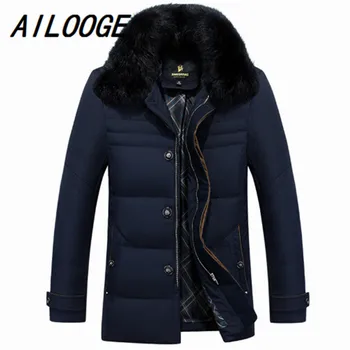 

2016 Winter New Men's Really Thick Fur Collar Down Jacket Middle-aged Down Jackets Park