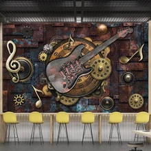 Пользовательские обои ретро Металл Музыка гитарная панель KTV фоновая стена