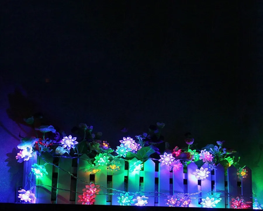 Гирлянда на солнечной батарее гирлянда для улицы 5 м 20Led белый/теплый белый/RGB Фея Рождество лотоса цепочка цветов для праздничный декор для сада D1