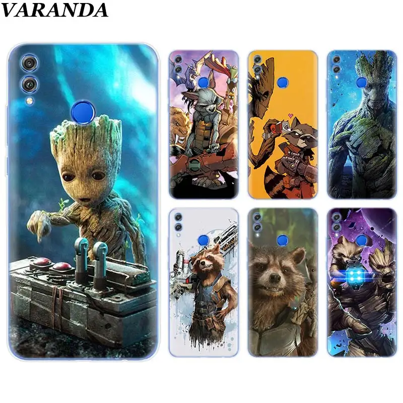 

Guardian Rocket Raccoon Soft TPU Cover Case Coque for Huawei Honor View 20 Y6 Y7 Y9 8X 8C 8S 8A 9 10 Lite 20i 2019 Silicone Case