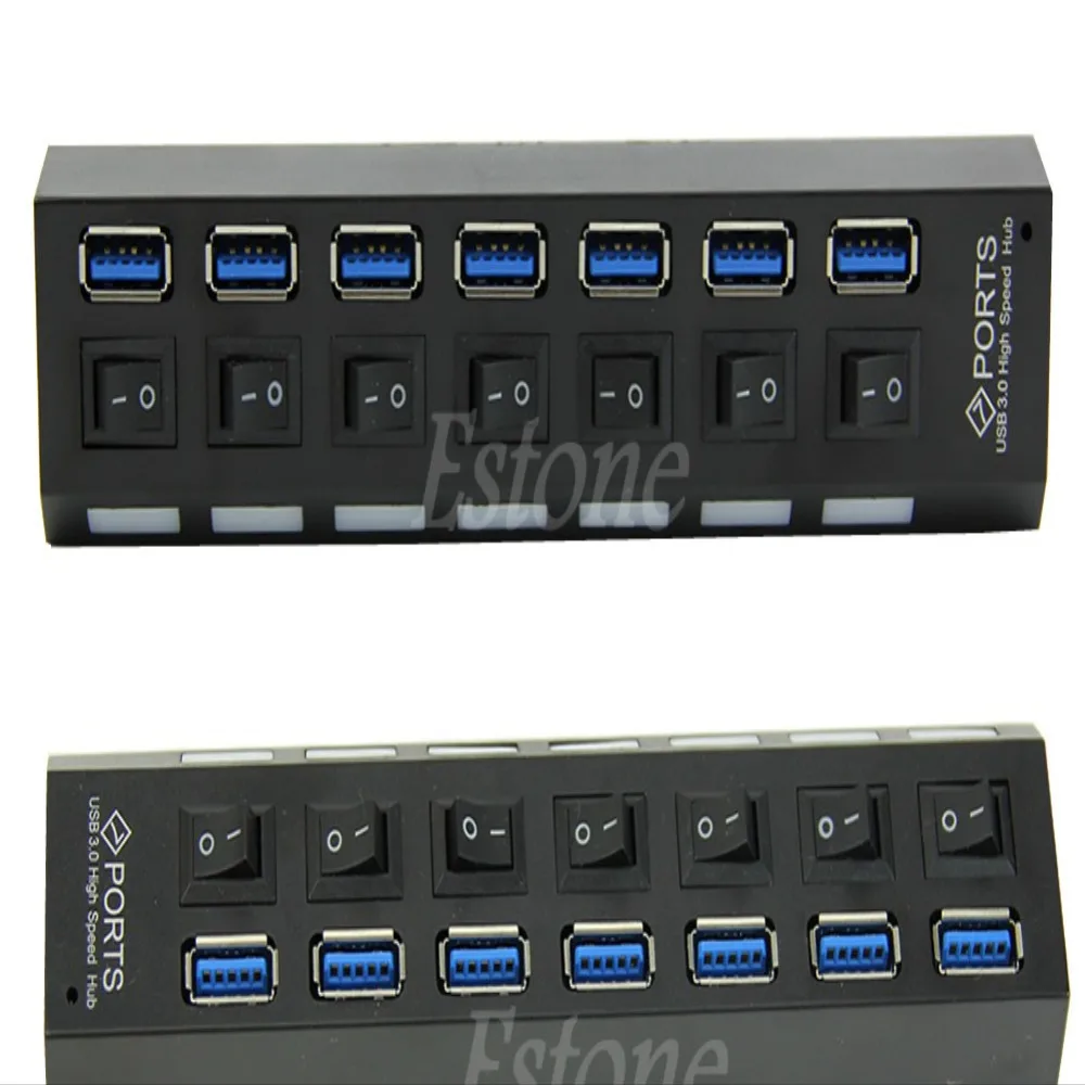 7 портов USB 3,0 концентратор с переключателем вкл/выкл+ адаптер питания ЕС для ПК ноутбука TR Platooninsert для периферийных устройств компьютера