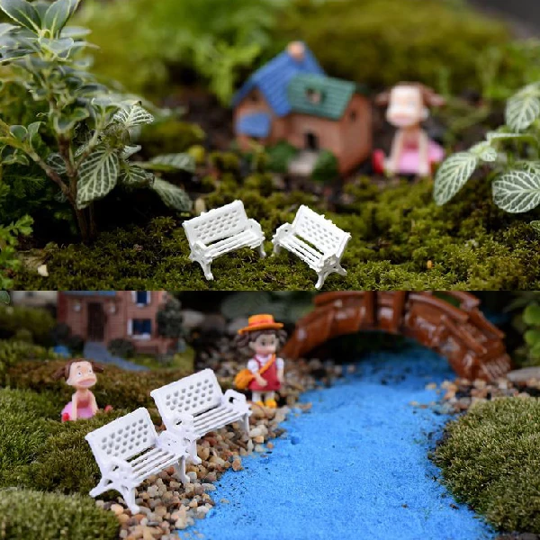 1Piece Mini White Bench Chair Seat Figurines & Miniatures Decoration Retro Style Fairy Garden Micro Landscape Table Decor 1Piece Mini White Bench Chair Seat Figurines & Miniatures Decoration Retro Style Fairy Garden Micro Landscape Table Decor