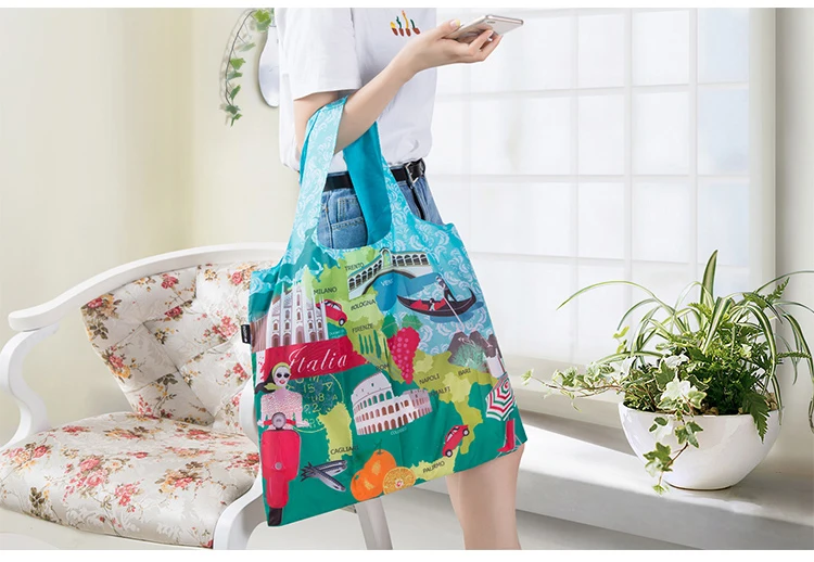 Повседневные женские складные сумки для покупок с рисунком города, сумки-тоут, светильник, вес, водонепроницаемые сумки для покупок