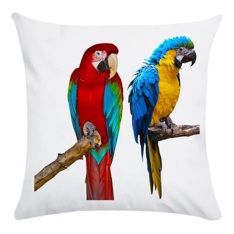 Наволочка красочная Птица Попугай рисунок напечатанный мягкий короткий плюс наволочка 45x45 см домашний декор - Цвет: 10