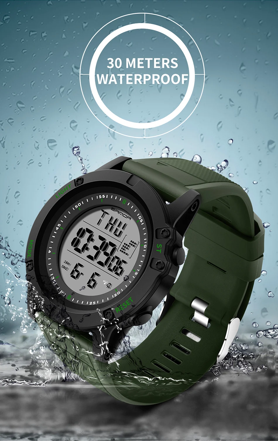 SANDA военные мужские спортивные часы светодиодный цифровые часы с обратным отсчетом противоударные водонепроницаемые мужские часы Chronos электронные часы