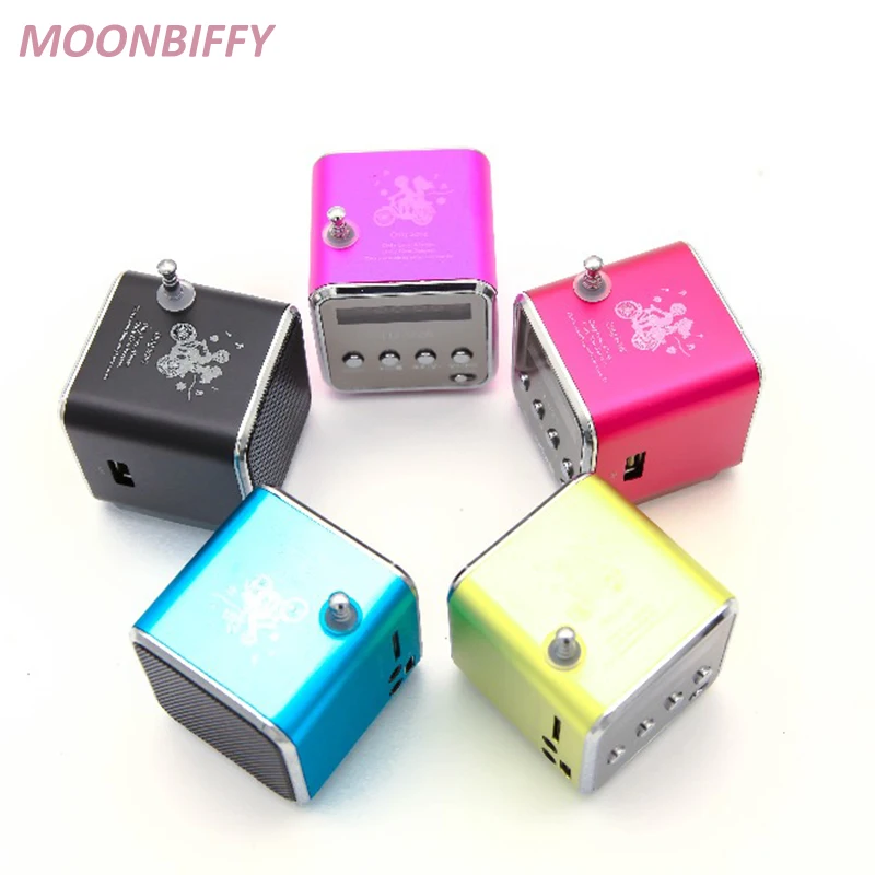 Портативный мини радиоприемник MOONBIFFY из алюминия со светодиодной подсветкой