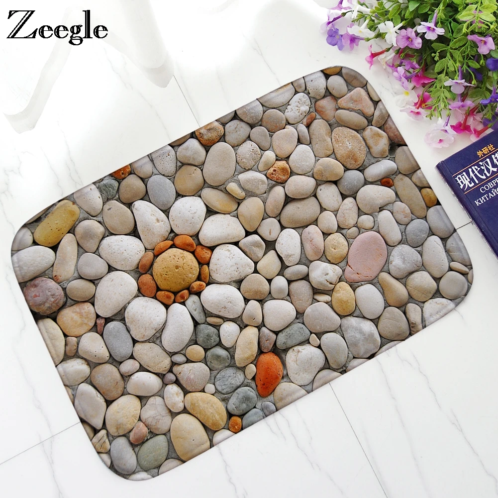 Zeegle Cobblestone Welcome Entrance Mats Flannel Absorbent Bathroom Floor Mats Doormat Non-slip Kitchen Area Rug Bedroom Carpet Zeegle Cobblestone Welcome Entrance Mats Flannel Absorbent Bathroom Floor Mats Doormat Non-slip Kitchen Area Rug Bedroom Carpet