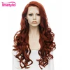 Imstyle-peluca sintética de color rojo oscuro para mujer, peluca con malla frontal largo ondulado, fibra resistente al calor, Cosplay sin pegamento, pelucas de jengibre ► Foto 1/5