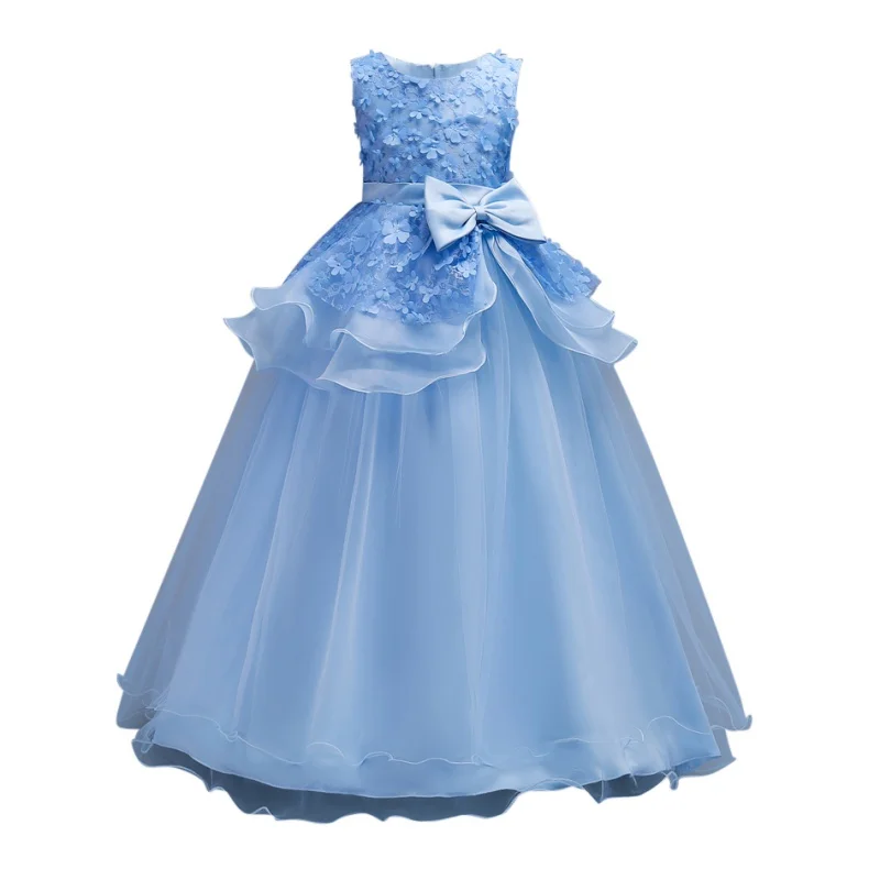 

Summer Girls Sleeveless Dragging Dress Wedding Performance Elegant Princess Dresses