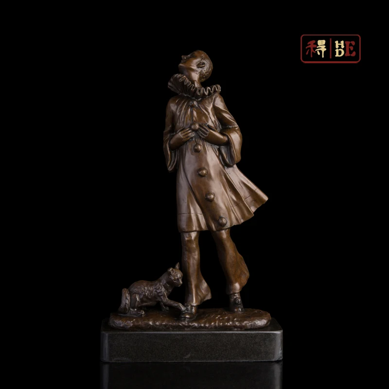 

Wo have copper art Home Furnishing European Renaissance style villa decoration sculpture "the poet and the cat" DS-658