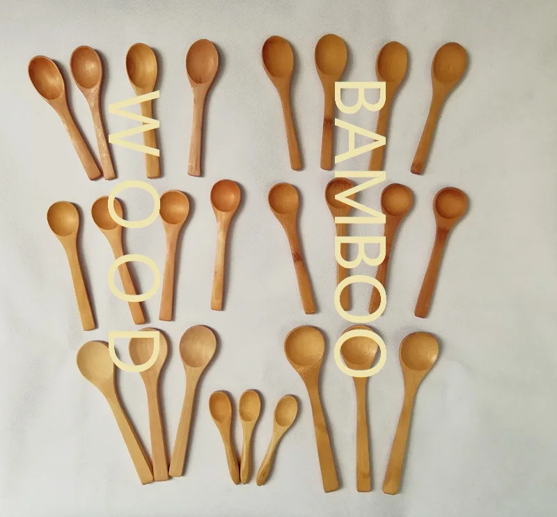 500pcs 9cm/13cm/15cm Bamboo or Wooden Spoons Honey Spoon Baby Spoons