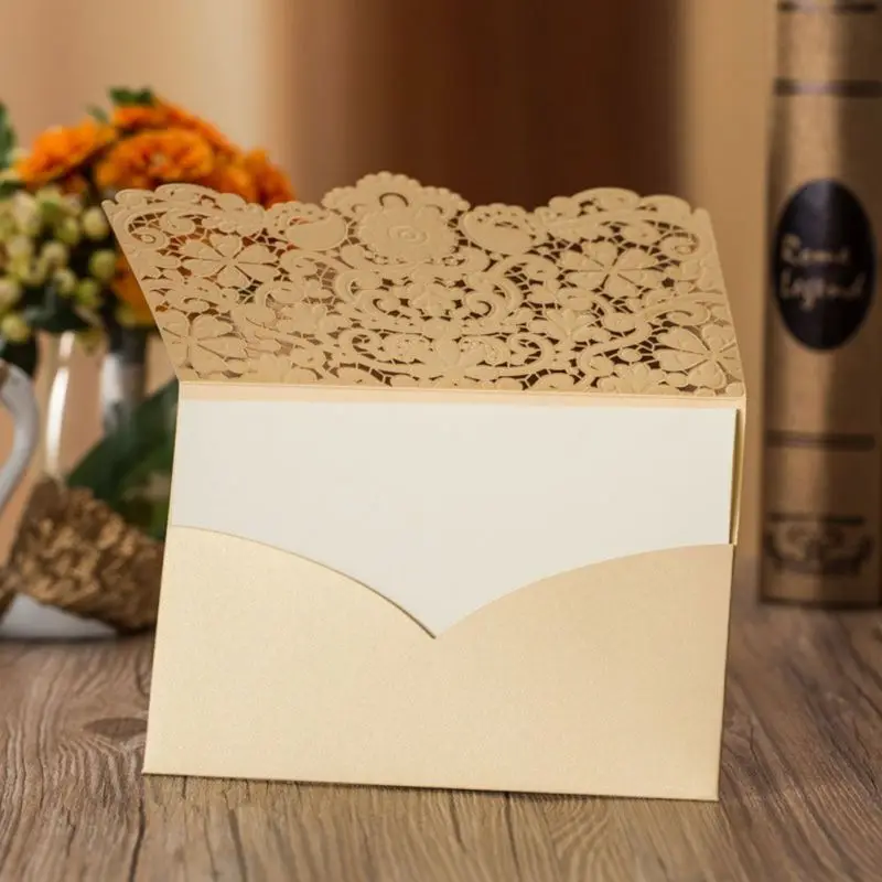  Ochine Invitation Card 10 Pieces Of European Laser Hollow Stamp Blank Inner Page Wedding Invitation - 33053791522