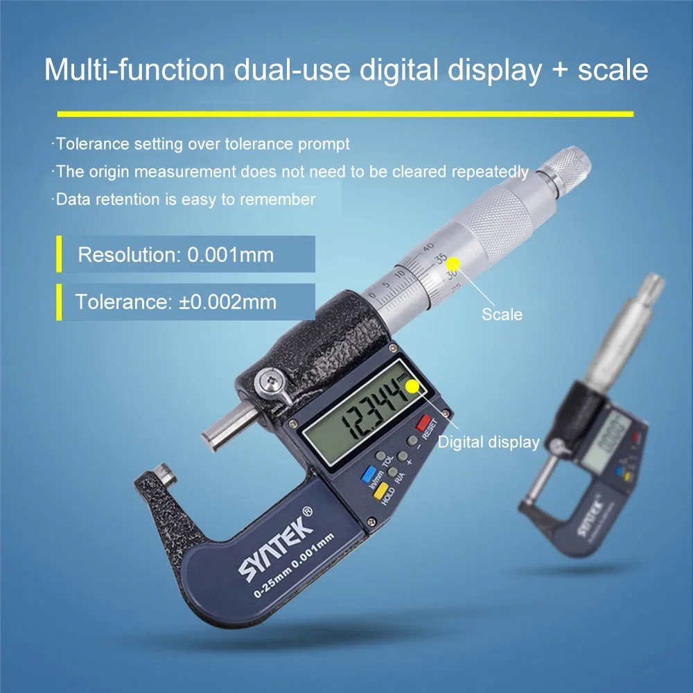 Микрометр Твердосплавный Наконечник цифровой микрометр 0-25/25-50/50-75/75-100 мм 0,001 мм Метрические/дюймовые Электронные измерительные инструменты