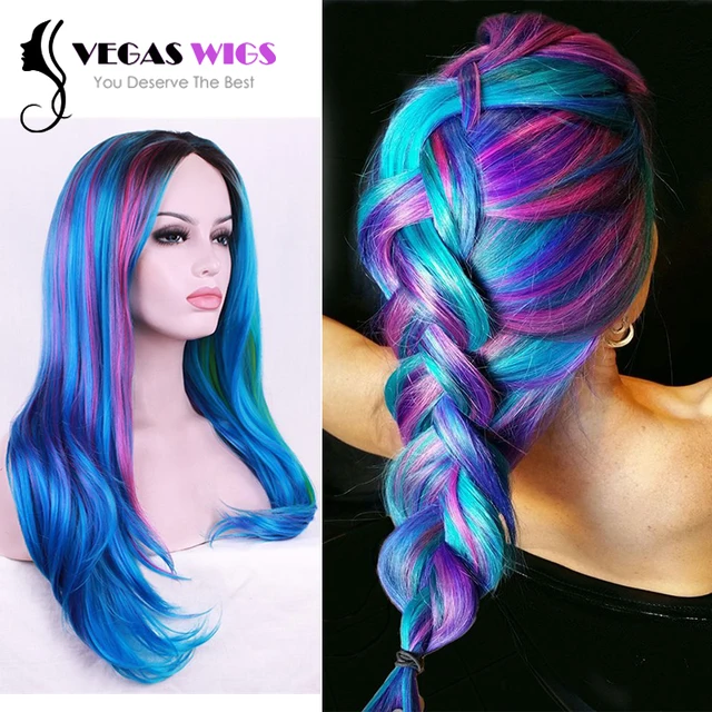 Vegaswigs 2016 New Trends Rainbow Blue Color Highlights