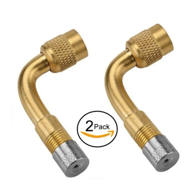 2Pcs Brass Air Tyre Valve Schrader Valve Stem with Extension Adapter