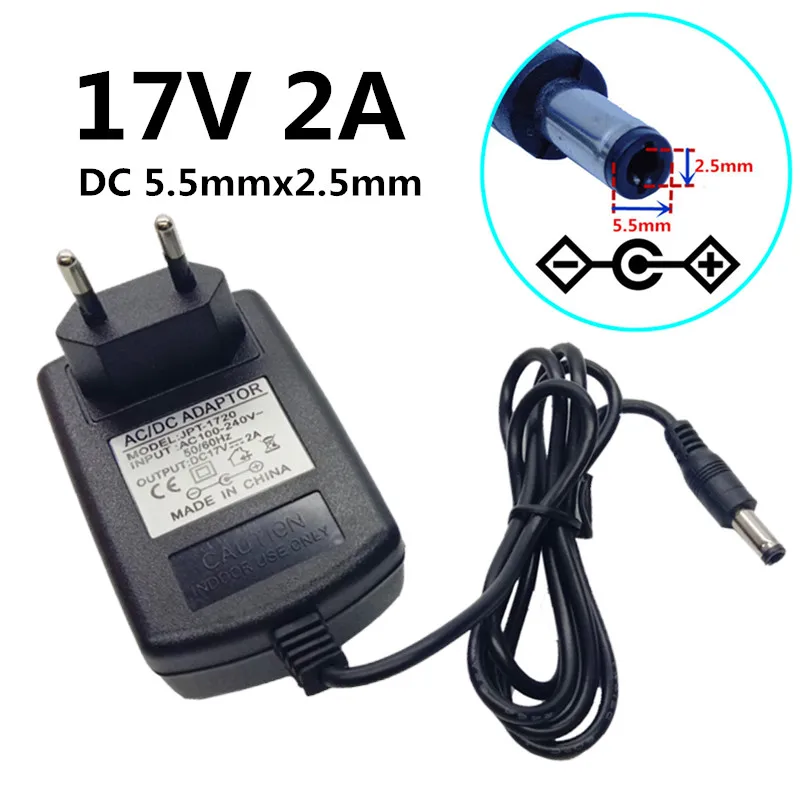 17V 2A dc Мощность адаптер 2000ma конвертер EU/US/UK AU разъем 5 5x2 1 мм DC кабель x 2