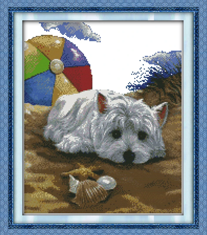 

love-sickness Little Dog Counted 11CT Printed 14CT Cross Stitch Set DIY Chinese Cotton Cross-stitch Kit Embroidery Needlework