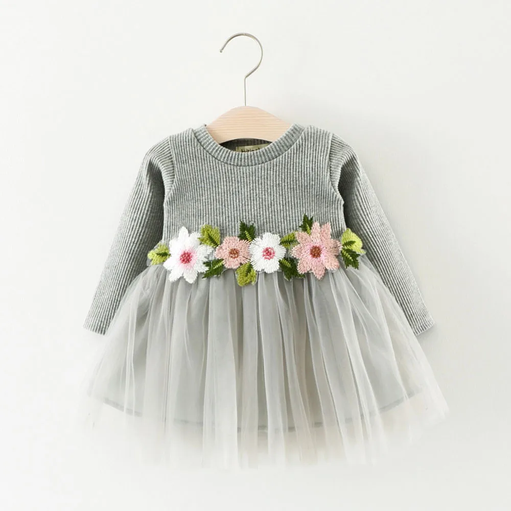 ARLONEET милое платье-пачка принцессы с длинными рукавами и цветочным рисунком для маленьких девочек jan29/P