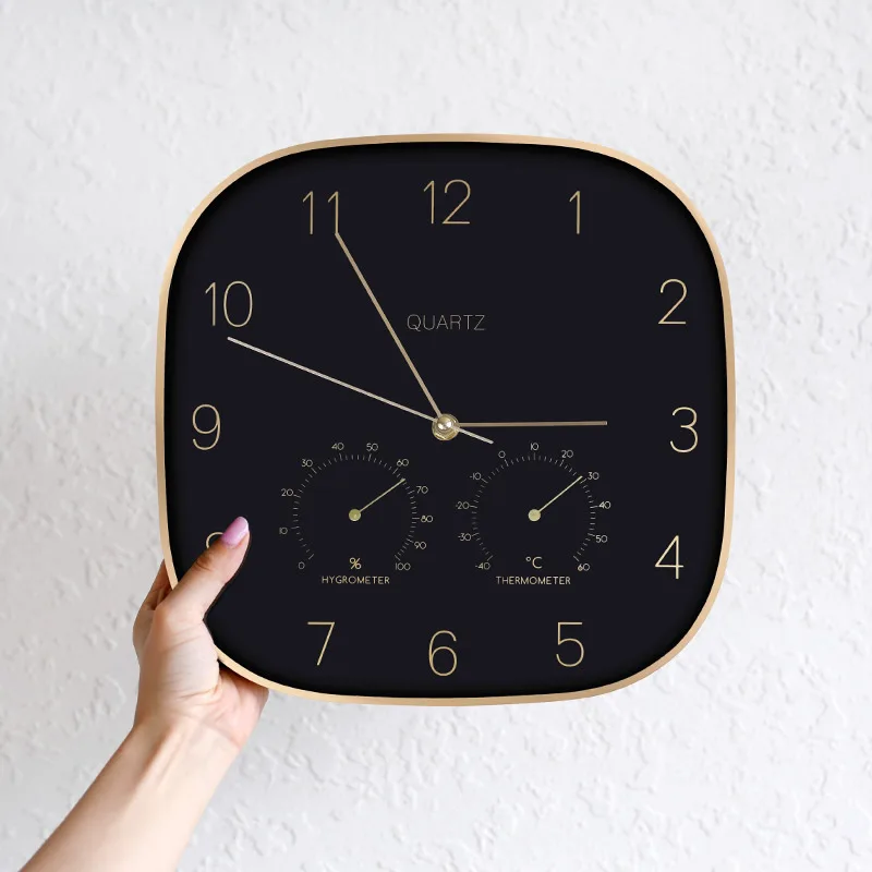 

Nordic Simple Wall Clock Modern Design Minimalist Style 3D Decoration Clocks with Temperature Humidity Wall Watch Home Decor 12