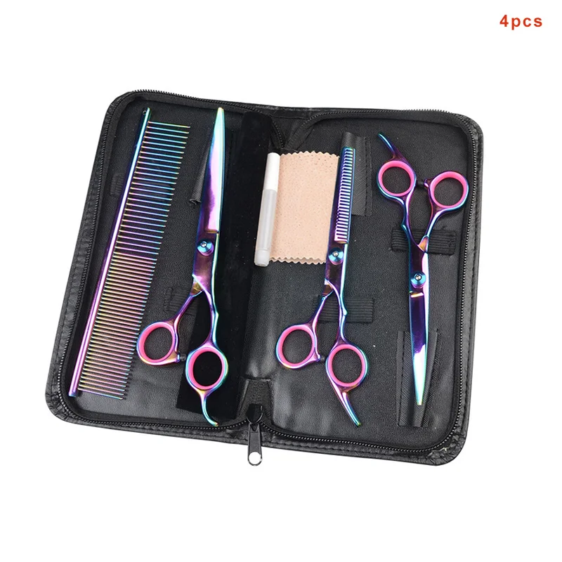 

3/4pcs Dog Trimming Tool Stainless Steel Grooming Comb Scissors with Storage Case HTQ99