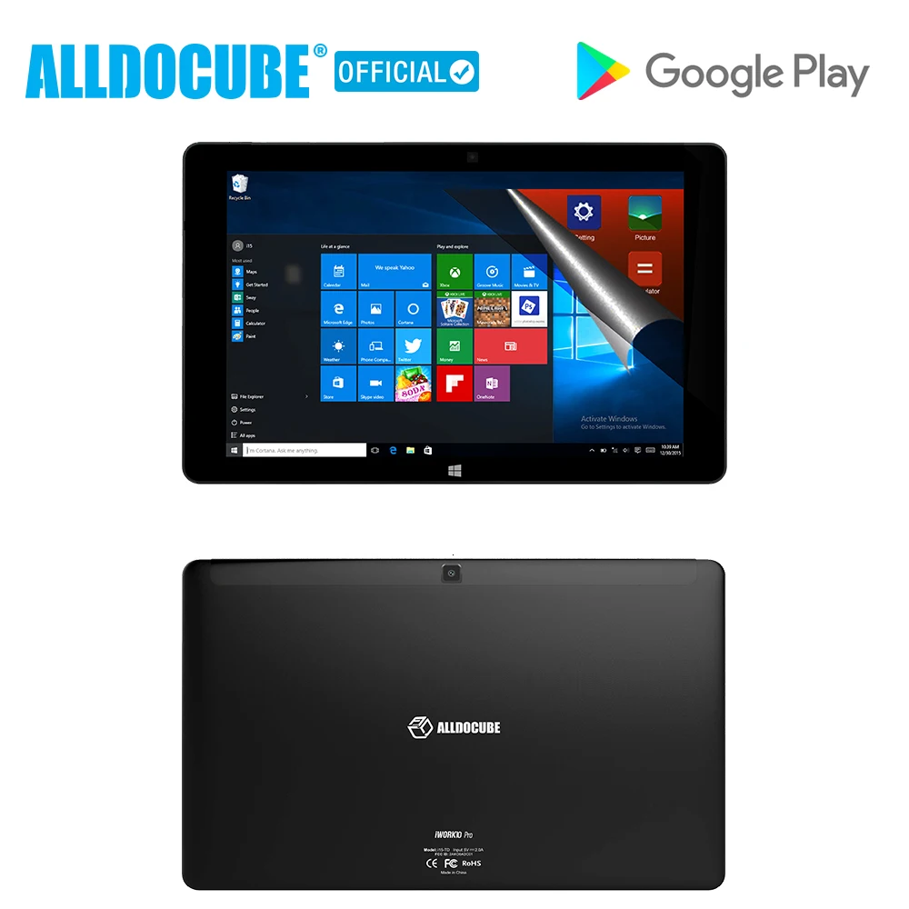 

Alldocube iwork10 Pro 10.1" Tablets PC Full View IPS 1920*1200 Windows10+Android5.1 Intel Atom x5-Z8350 4GB RAM 64GB ROM Tablet