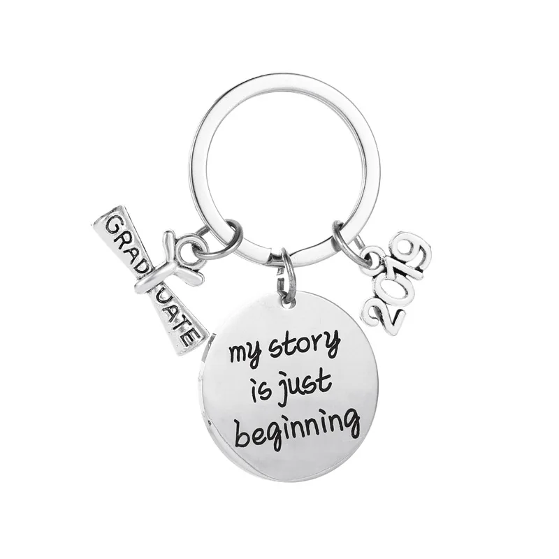CAROMAY 2019 Graduate Key Chain Rings Girls Boys Graduation Cap Inspiration Keychains Engraved for Son Student Gift