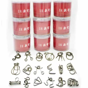 

18PCS/Set Metal Puzzle IQ Mind Brain Teaser Magic Wire Puzzles Game Toys Solutio for Children Adults