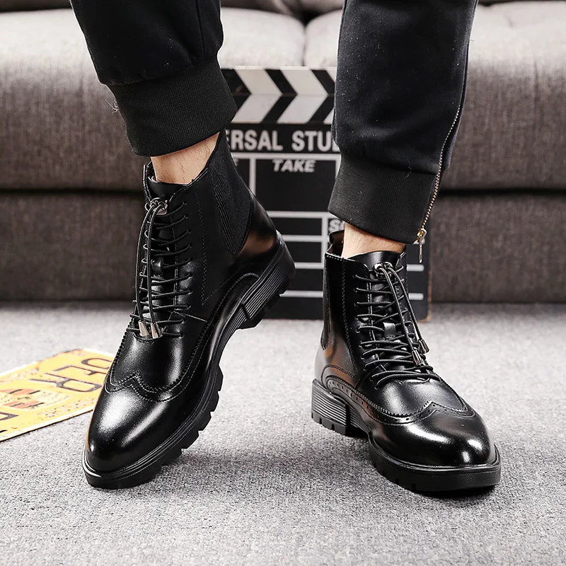 mens casual dress boots black