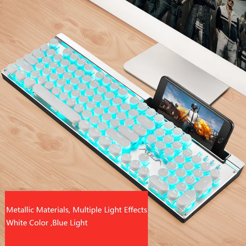AULA, стимпанк, механическая клавиатура с подсветкой, черный, синий, переключатель, 104, винтажный светодиодный, игровые клавиатуры, компьютерная, игровая, с полкой