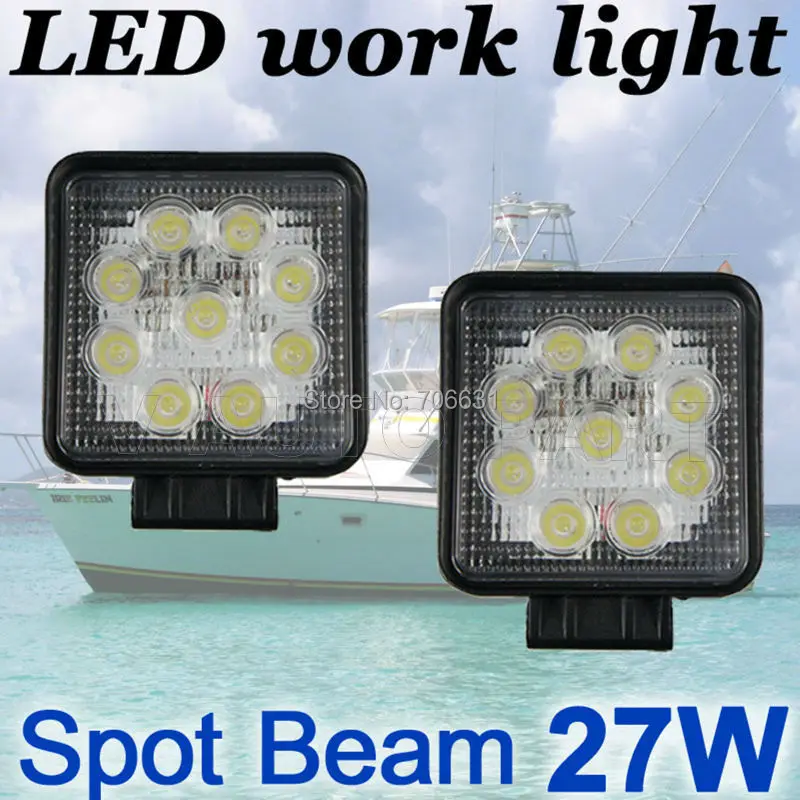 

THTMH 2x 27W Square  LED work Lamp Light spot Beam Truck Trailer Off Road Marine SUV