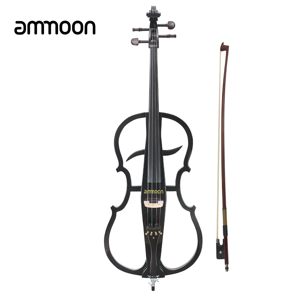 

ammoon 4/4 Solid Wood Electric Cello Violoncello Ebony Fittings in Style 1 with Tuner Headphone Gig Bag