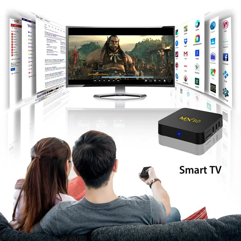 MX10 Android TV BOX Android 8.1 4GB 64GB RK3328 Quad Core 64bit 4K HDR 2.4Ghz WIFI USB 3.0 1080P Smart Tv Media Player 4GB 32GB