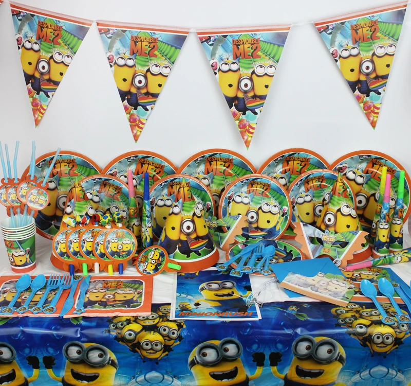 

116pcs minions Kids Birthday Party Decoration Set Birthday minions Theme Party Supplies Baby Birthday Party Pack for 12 people