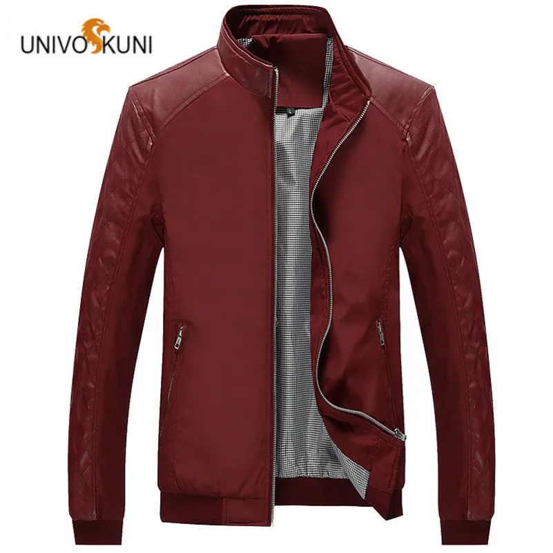 

UNIVOS KUNI 2017 Spring New Fashion Youth Jacket Men Thin Section Korean Slim PU Leather Casual Men's Jacket Large Size Q5129