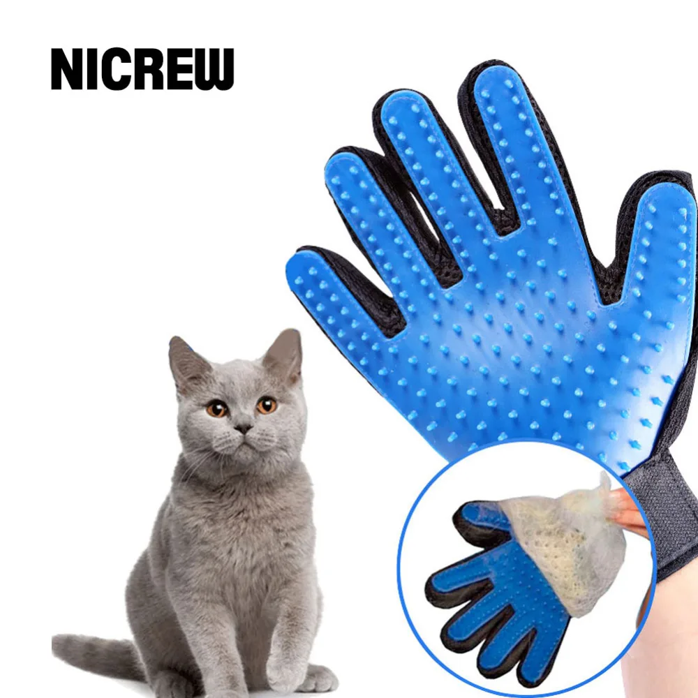Nicrew Deshedding Brush Glove For Animal Cat Supplies font b Pet b font Gloves Hair Comb