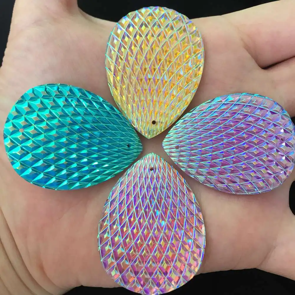 8PCS MIX 30mm*40mm AB Resin Oval flower Flatback Rhinestone Wedding Crafts DIY