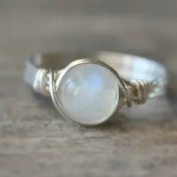 Moda Mujer кольца для женщин Свадебный Белый Лунный камень кольцо Шарм Серебряные кольца подарок роскошные ювелирные изделия Женское кольцо