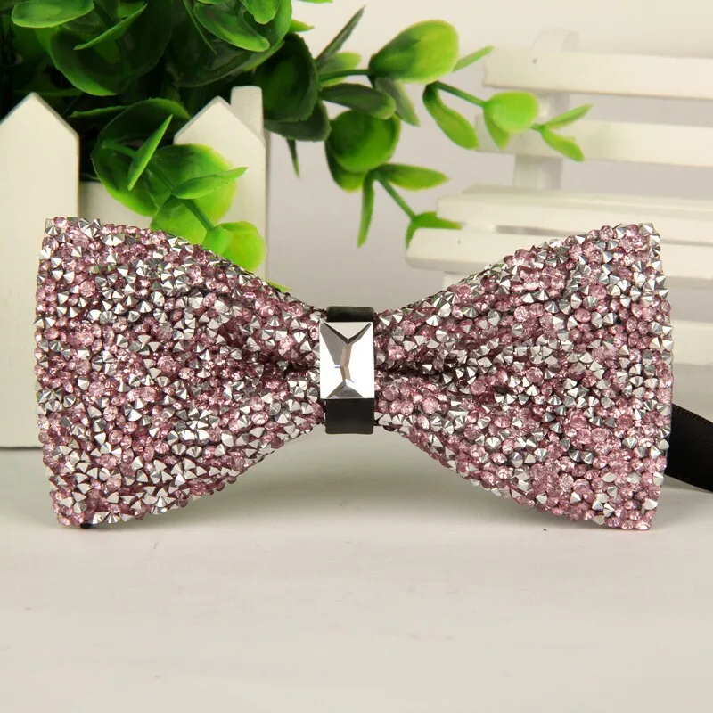 Handmade Rhinestone Mens Neck Bowtie Bow Tie Pinned Wedding Bow Ties