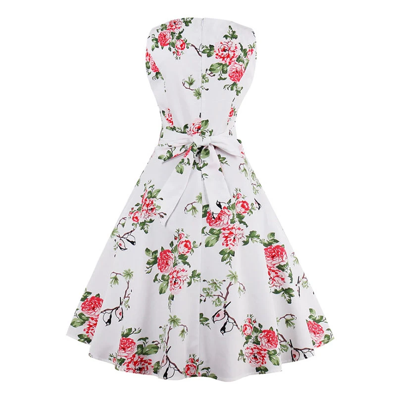 Kostlish 9 Style Print Summer Dress Women 2017 Sleeveless Swing 1950s Hepburn Vintage Tunic Dress Elegant Party Dresses Sundress (26)