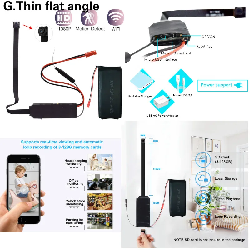 Мини Wifi Cam 1080 P видеокамера мини камера видеонаблюдения ночного видения 2,4G RF Инфракрасный пульт ДУ DIY камера