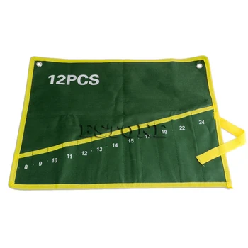 

12 Pockets Durable Canvas Spanner Wrench Tool Roll Up Storage Bag