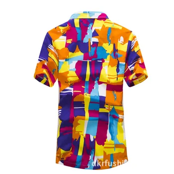 

HO 2019 summer beach shirt printing short sleeve shirt men beach Loose plus-size