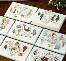 1PACKS New Vintage Creative 3D Forest Animal series Greeting card set with envelope Christmas cards bookmark