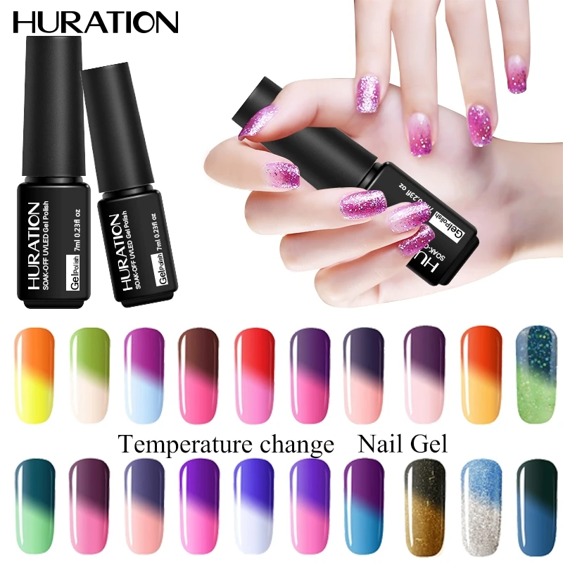 Huration 7ml Temperature Changing Nail Gel Polish UV Lucky Color Nail