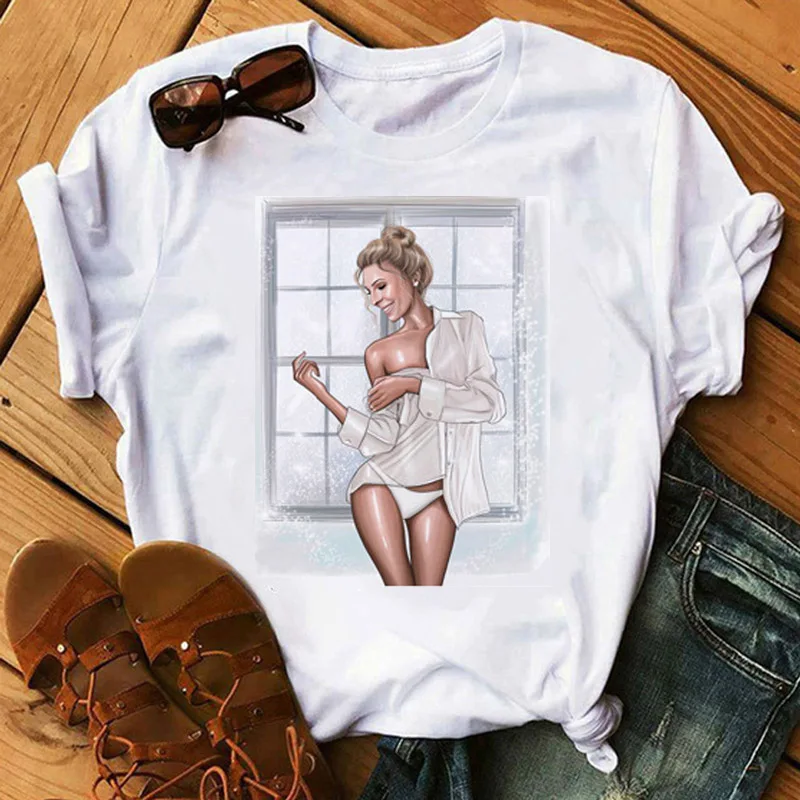 

FIXSYS New Women T Shirt 3d Print O-Neck Tops Tees Summer Style Female T-Shirt Fashion Ladies Funny Tees Shirt White Tee Shirts